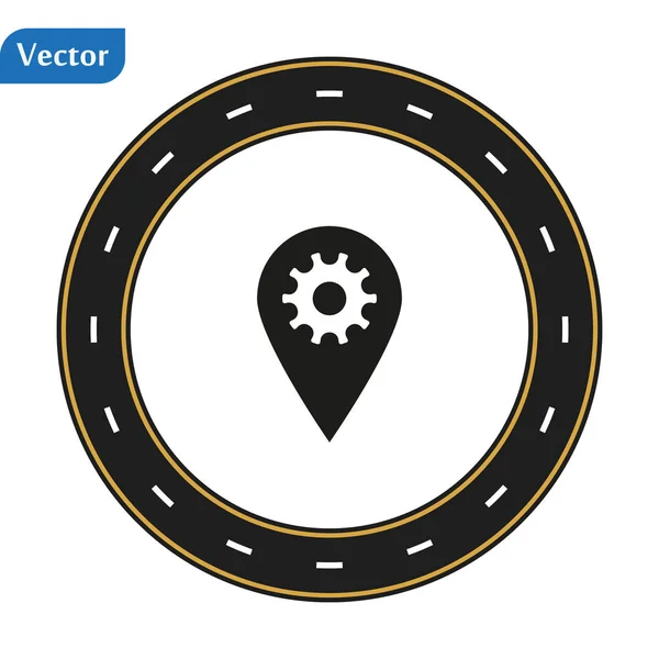 지도 마커 기어 아이콘, 지도 핀. 도로 아이콘입니다. Eps10 — 스톡 벡터