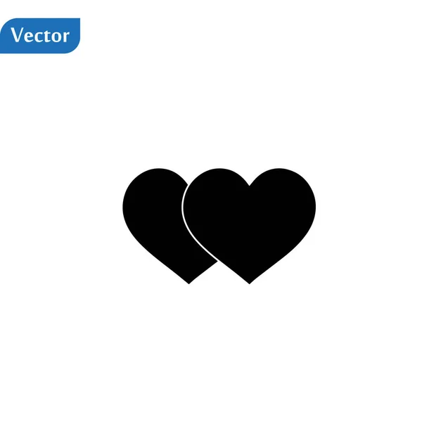 Dos corazón negro icono símbolo de signo aislado y estilo plano para la aplicación, web y diseño digital. Ilustración vectorial . — Vector de stock