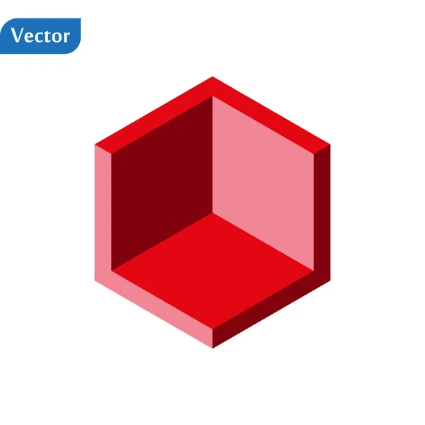 Ícone cúbico abstrato. Ilustração isométrica para design de capas em estilo 3D plano. Logotipo geométrico vetorial . — Vetor de Stock