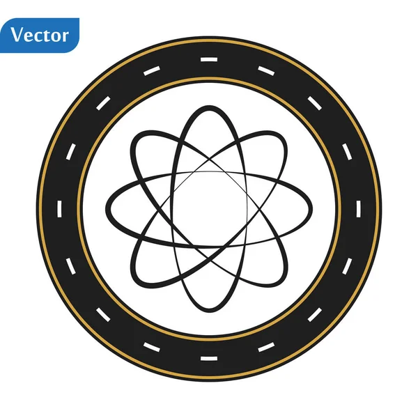 Atom gyllene Casino Chip pictograph. Raster stil är en guldgul platt Gamble token symbol. — Stock vektor