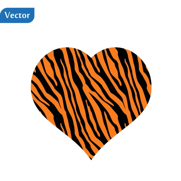 Impressão de tigre em forma de coração. Ilustração vetorial. Dia dos Namorados. Cartão de saudação — Vetor de Stock