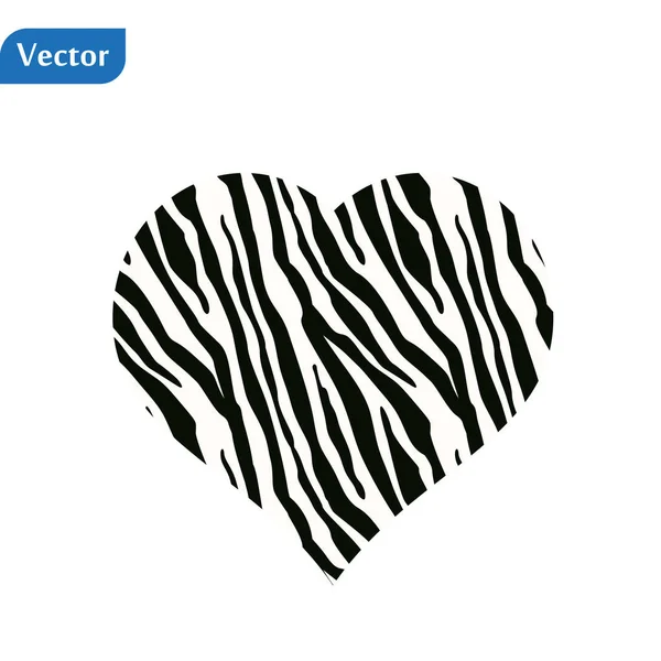 Impressão de zebra em forma de coração. Ilustração vetorial. Dia dos Namorados. Cartão de saudação . — Vetor de Stock