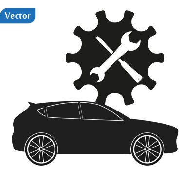 Beyaz arka planda araç servis simgesi. Vektör illüstrasyon eps10