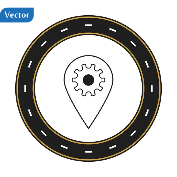 지도 마커 기어 아이콘, 지도 핀. 도로 아이콘입니다. Eps 10 — 스톡 벡터