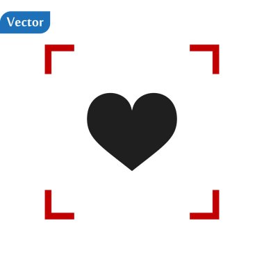 Siyah Kalp simgesi, beyaz arkaplanda izole edilmiş kırmızı bir ekran tarayıcısında. Kavramsal vektör illüstrasyonunu düzenlemek kolaydır. 10 saniye.