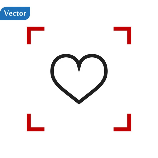 Icono Corazón de línea negra en un visor rojo aislado sobre fondo blanco. Ilustración vectorial conceptual, fácil de editar. eps10 — Vector de stock