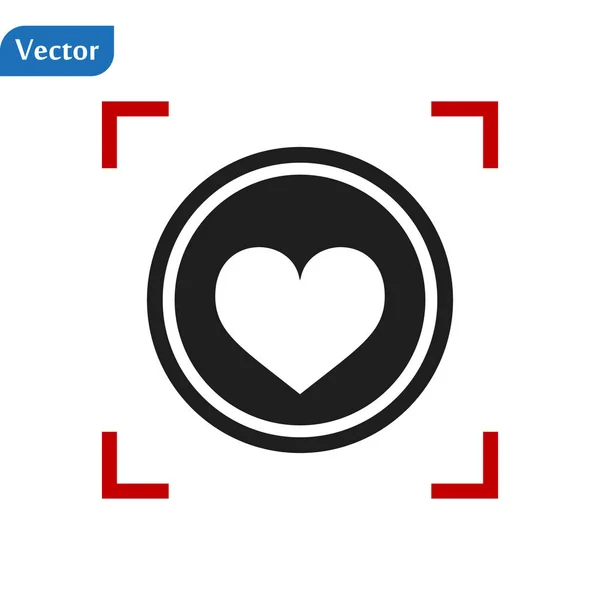Ícone de coração branco em um visor vermelho isolado no fundo branco. Ilustração vetorial conceitual, fácil de editar. eps10 — Vetor de Stock