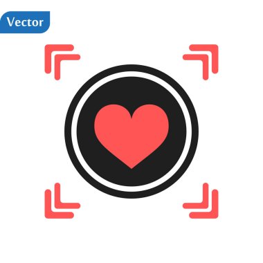 Kırmızı ekrandaki Red Heart simgesi beyaz arkaplanda izole edildi. Kavramsal vektör illüstrasyonunu düzenlemek kolaydır. 10 saniye.