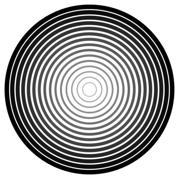 Concentric circle element. Black and white color ring. Abstract vector illustration for sound wave, Monochrome graphic. eps10