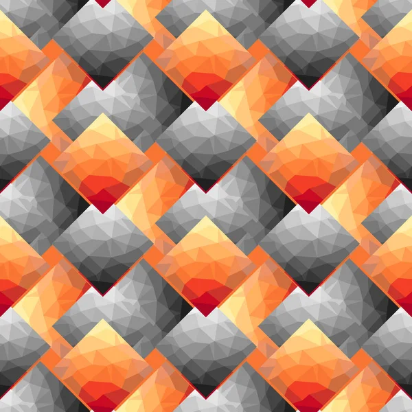 ダークオレンジ、イエローベクトル低ポリテクスチャシームレスパターン。多角形の形状のサンプル。あなたのビジネスに最適な三角形のデザイン. — ストックベクタ