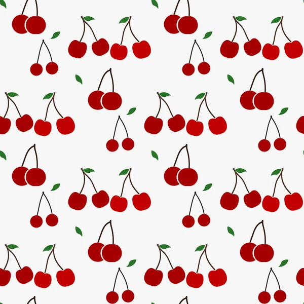Nahtloses Muster mit roten Kirschen. wiederholbarer Hintergrund mit schmackhaften Kirschen. reife Beeren vor endlosem Hintergrund. Nahrungsmittelbeschaffenheit. Vektor-Datei ist Folge 10 — Stockvektor