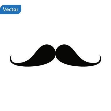 Bıyık Simgesi Vektörü. Basit düz sembol. Beyaz arkaplanda mükemmel siyah resim çizimi.