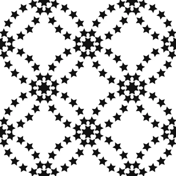Modèle vectoriel géométrique monochrome sans couture avec des étoiles sur fond blanc. Illustration vectorielle . — Image vectorielle