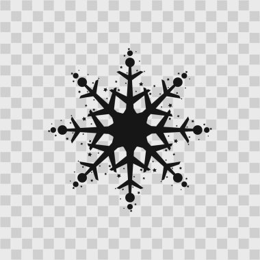 Kar tanesi ikonu. Kızgın arka planda izole edilmiş siyah siluet kar taneciği tabelası. Düz dizayn. Kışın sembolü, donmuş, Noel, yeni yıl tatili. Grafiksel element dekorasyonu. Vektör illüstrasyonu