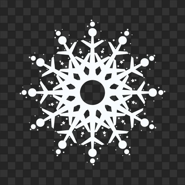 Икона снежинки. Белый силуэт снежинки знак, изолированный на сером фоне. Плоский дизайн. Символ зимы, замерзания, Рождества, Нового года. Декорация графических элементов. Векторная иллюстрация — стоковый вектор