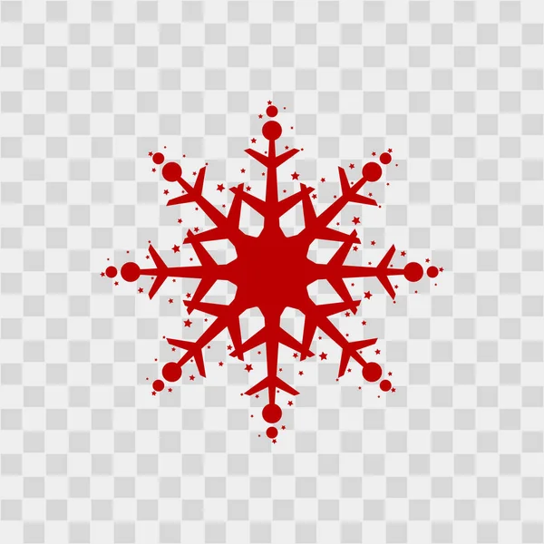 Schneeflockensymbol. rote Silhouette Schneeflocke Zeichen, isoliert auf weißem Hintergrund. flache Bauweise. Symbol des Winters, gefroren, Weihnachten, Neujahr Urlaub. Grafische Elementdekoration. Vektorillustration — Stockvektor