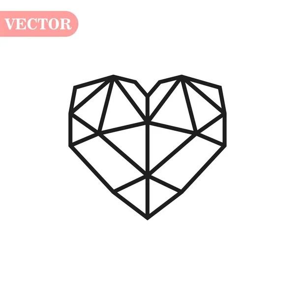 Schwarzer geometrischer Herzvektor. Herz im polygonalen Design. Illustration zum Valentinstag — Stockvektor