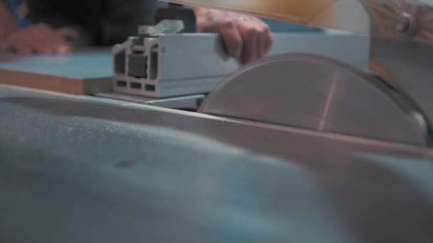 Furniture Maker Saw Workpiece Format Cutting Machine — стоковое видео