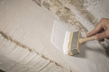 ev ressamı beyaz boya ile duvar boyaları