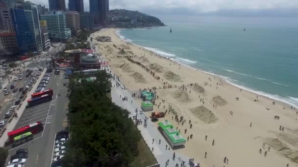 Praia de Haeundae quando Festival de Areia — Vídeo de Stock