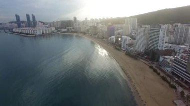 Kış Gwangalli Beach, Busan, Güney Kore, Asya havadan görünümü