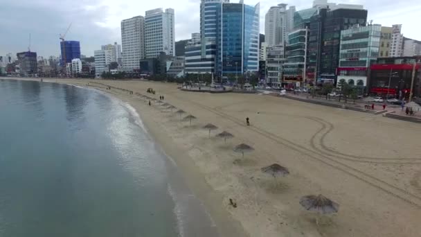 Вид Воздуха Зимний Пляж Квангалли Пусан Южная Корея Азия — стоковое видео