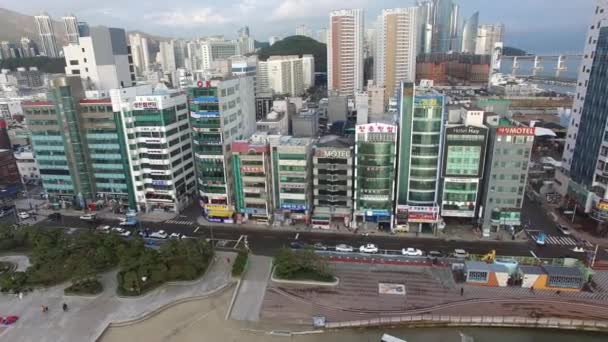 Letecký Pohled Zimní Gwangalli Beach Busan Jižní Korea Asie — Stock video