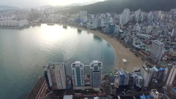 Aerial View Winter Gwangalli Beach Busan South Korea Asia — Stock Video