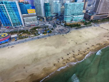 Kış Haeundae Beach, Busan, Güney Kore Asya