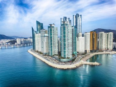 Kış Haeundae deniz şehir, Busan, Güney Kore Asya