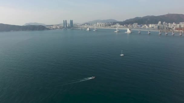 Χειμώνας Πόλη Marine Haeundae Ασία Μπουσάν Νότιος Κορέα — Αρχείο Βίντεο