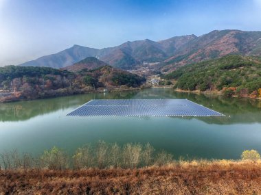 Güneş enerjisi jeneratör Gacheon depo, Uljugun, Ulsan, Güney Kore, Asya