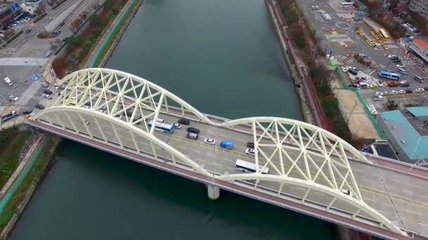 Verkeer Van Suyeong Rivier Busan Zuid Korea Asia — Stockvideo