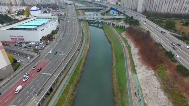 Verkeer Van Suyeong Rivier Busan Zuid Korea Asia — Stockvideo