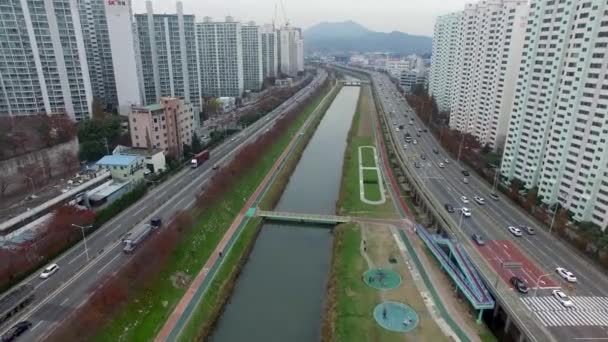 Verkeer Van Suyeong Rivier Busan Zuid Korea Asia — Stockvideo