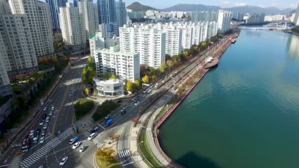 Naru Park Centum Şehir Trafik Haeundae Busan Güney Kore Asya — Stok video