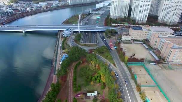 Widok Naru Park Centum Miasta Ruchu Haeundae Busan Korea Południowa — Wideo stockowe