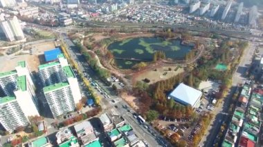 Yeonji Park, Gimhae, Gyeongsangnamdo, Güney Kore Asya havadan görünümü