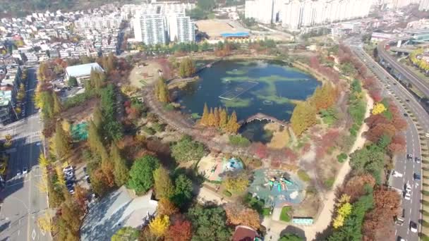Letecký Pohled Yeonji Park Gimhae Gyeongsangnamdo Jižní Korea Asie — Stock video