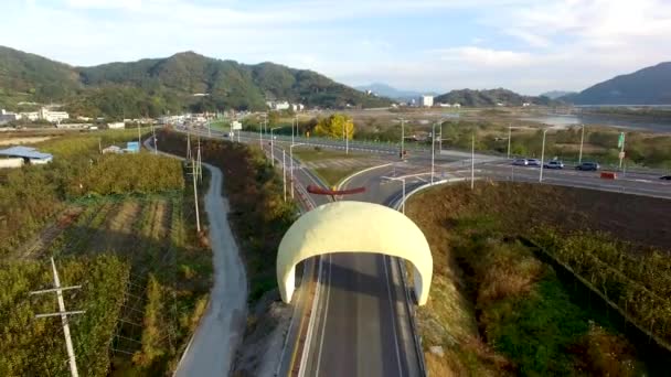 Αεροφωτογραφία Του Αχλαδιού Farm Street Στην Hadong Τόγκο Νότια Κορέα — Αρχείο Βίντεο