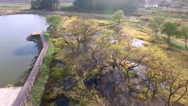 Luchtfoto Van Dongjeongho Lake Akyang Hadong Gyeongnam South Korea Azië — Stockvideo