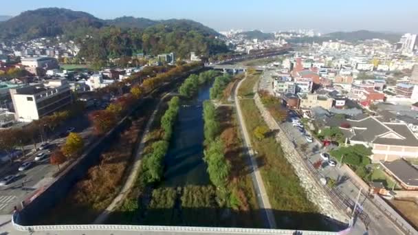 Vista Aérea Jeonju Hanok Village Cidade Coreana Tradicional Jeonju Jeollabukdo — Vídeo de Stock