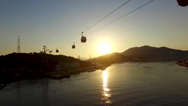 Vista Aérea Cablecar Lighhouse Yeosu Jeollanamdo Coreia Sul Ásia — Vídeo de Stock