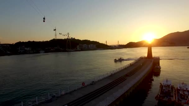 Vue Aérienne Cablecar Phare Yeosu Jeollanamdo Corée Sud Asie — Video