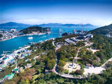 Dolsan Park, Yeosu, Jeollanamdo, Güney Kore Asya havadan görünümü