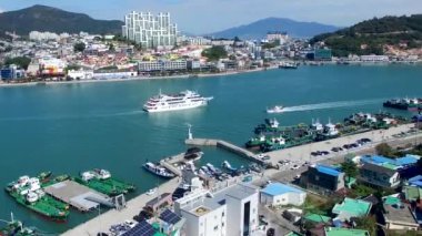 Havadan görünümü deniz Yeosu, Jeollanamdo, Güney Kore, Asya
