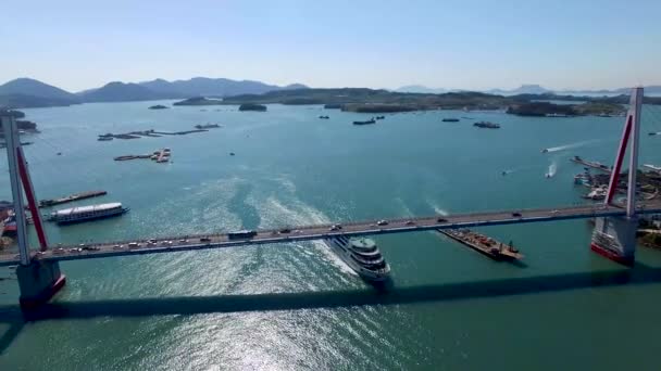 全羅南道麗水市アジアの航空写真ビュー海 — ストック動画