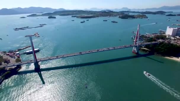 Luftaufnahme Meer Von Yeosu Jeollanamdo Südkorea Asien — Stockvideo