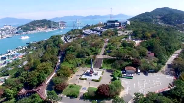 Luftaufnahme Des Dolsan Parks Yeosu Jeollanamdo Süd Korea Asien — Stockvideo