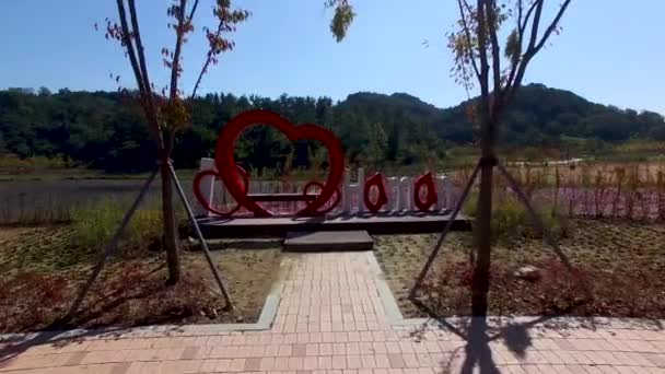 Letecký Pohled Agyang Ekologii Parku Haman Apo Jižní Korea Asie — Stock video
